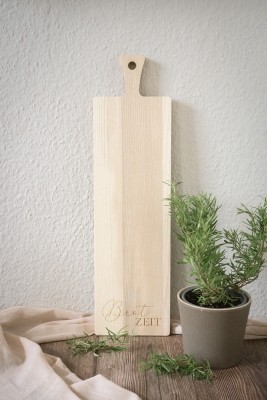 Schneidebrett Lang mit Griff "Brotzeit"